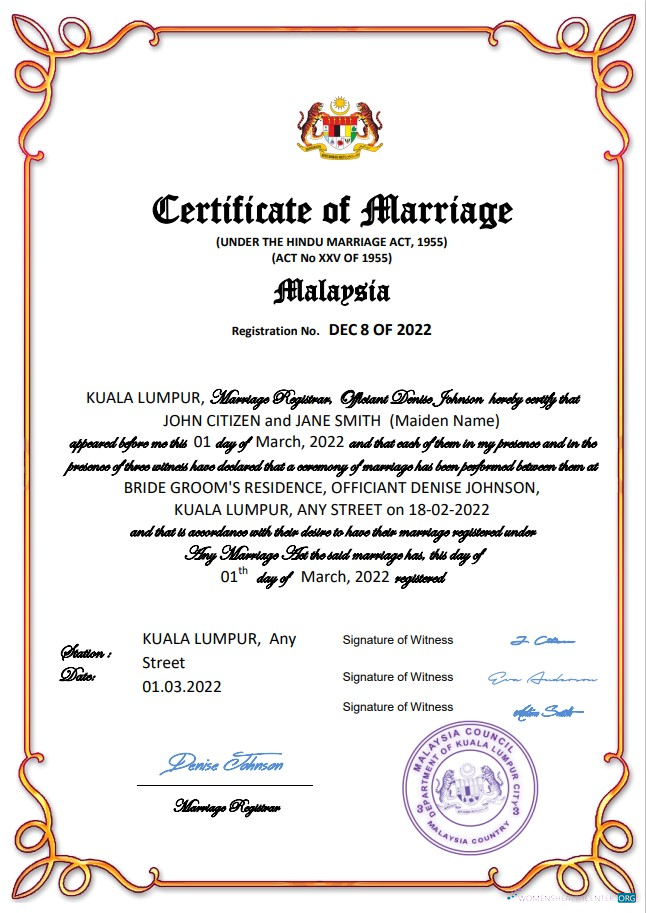 Download Malaysia marriage certificate Word and PDF template Photoshop template